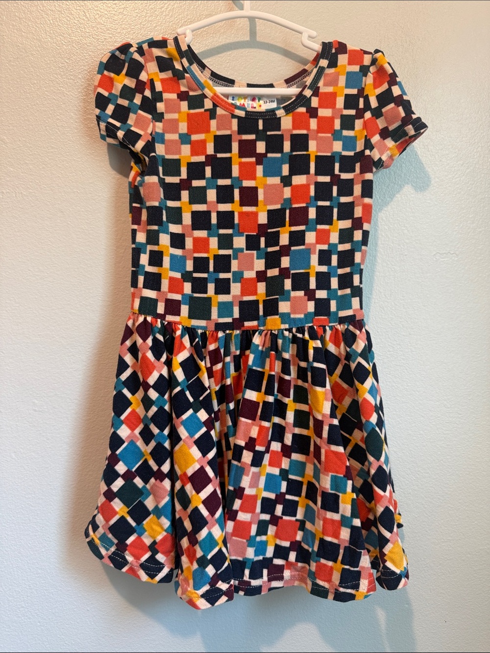 Dot Dot Smile 12 - 24 Months Stretchy Geo Print Short Sleeve Dress